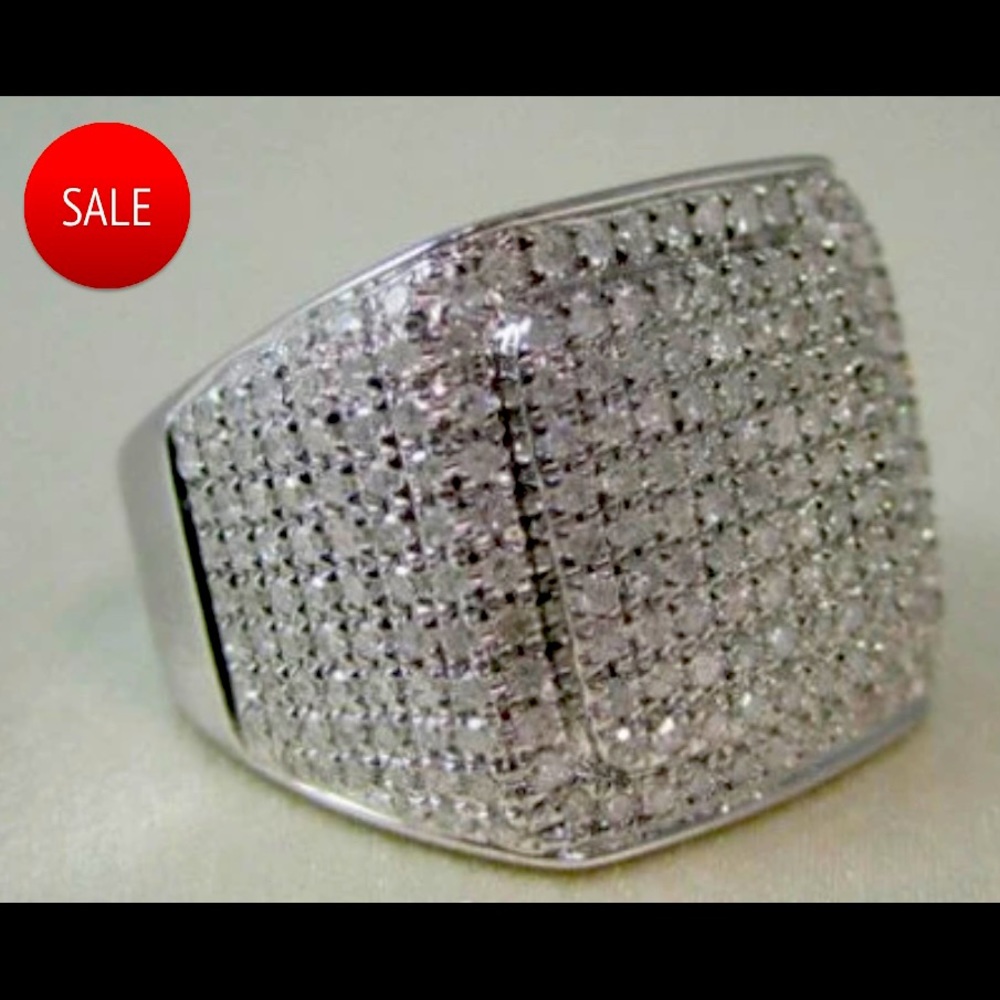 1.50 CARAT GENUINE DIAMONDS MENS STERLING SILVER ENGAGEMENT DIAMOND RING PINKY